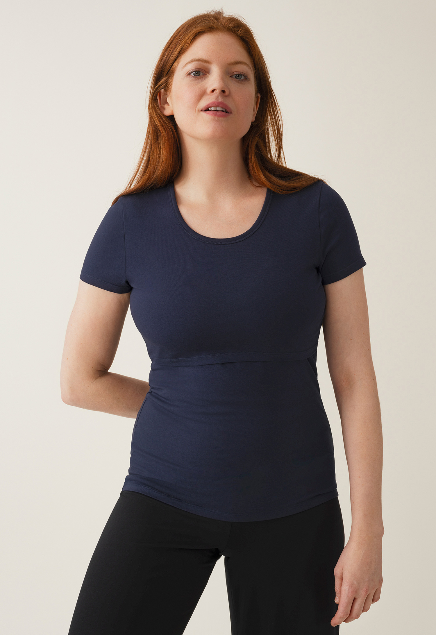 Short sleeve nursing top - Midnight Blue