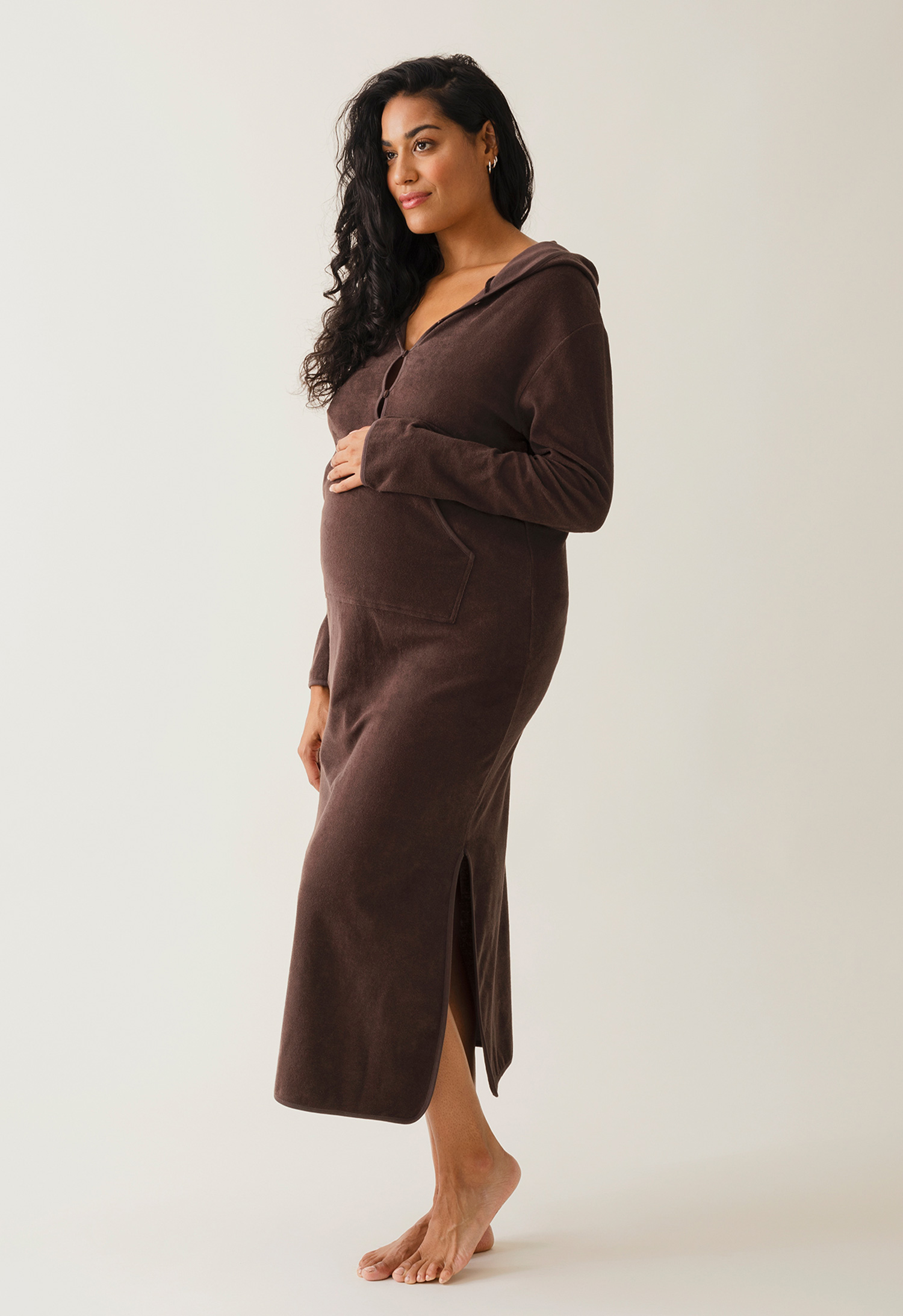 Terrycloth maternity caftan - Brown gallery
