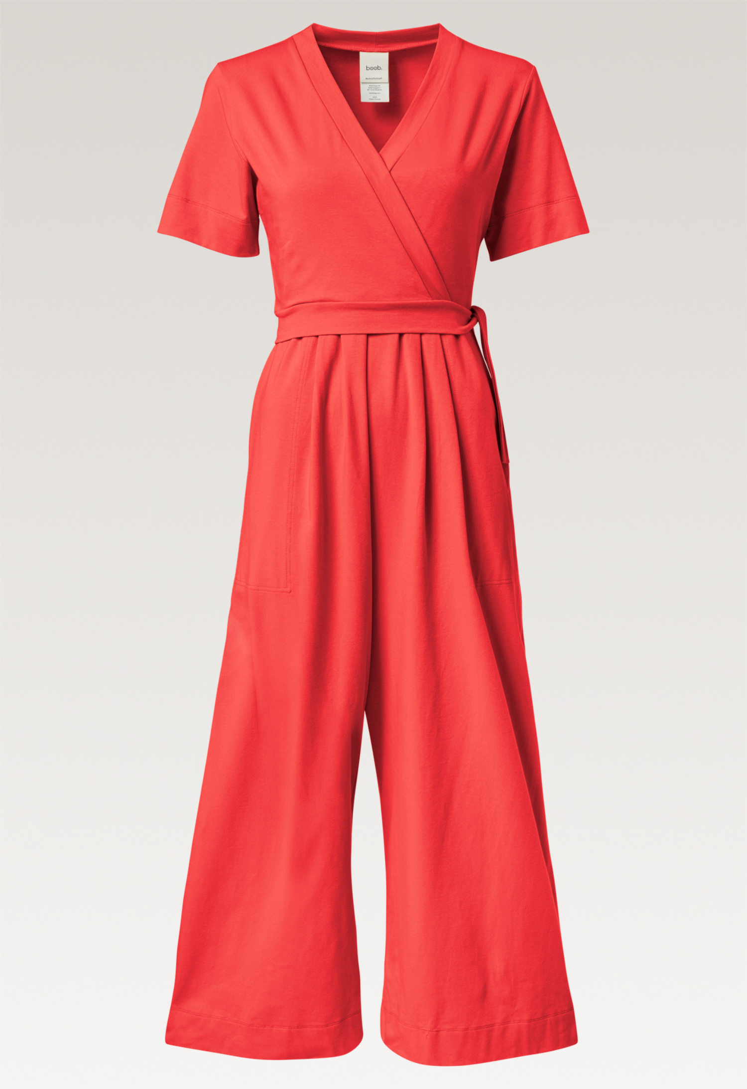 Maternity jumpsuit with nursing access - Red gallery