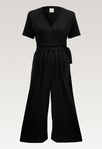 Maternity jumpsuit with nursing access - Black gallery