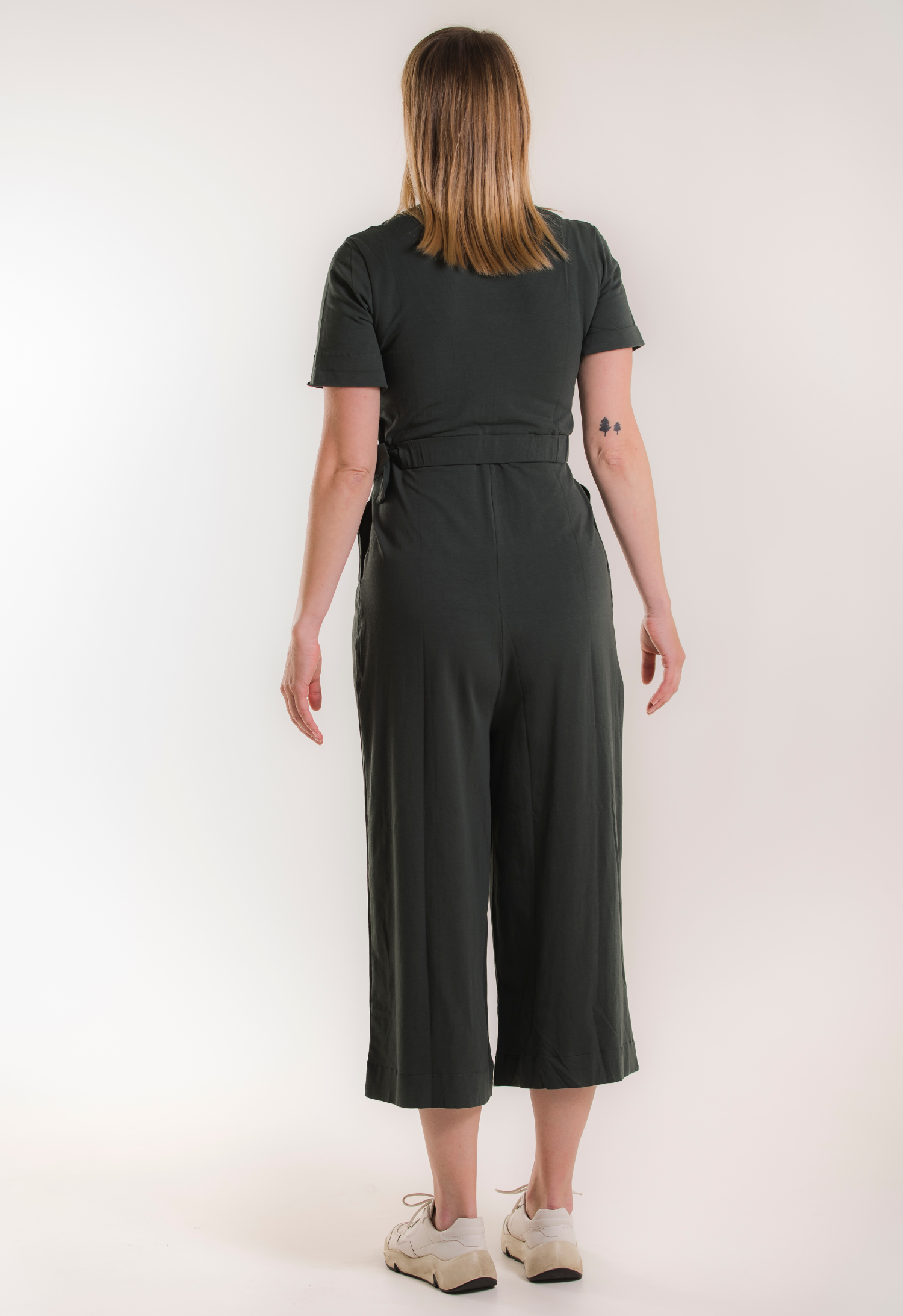 Maternity jumpsuit with nursing access - Deep Green gallery
